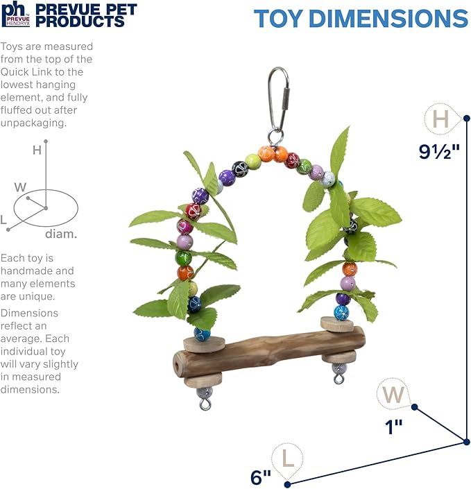 Prevue Pet Products Birds of Paradise Swing Bird Toy - Accessories with Perches for Parakeets, Cockatiels, Conures, and Small to Medium Birds, Hanging Cage Toy for Foot Exercise and Enrichment