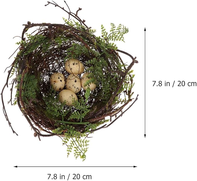 YARNOW Artificial Fake Birds nest Bird Nest with 5 Eggs Rattan Bird Nest Decoration Small Fake Birds Nest Ornament for Home Easter Artificial Bird nest Decor Bird nest Decoration