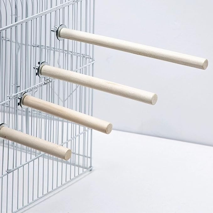 Woohome 7 PCS Natural Wood Bird Perch Stand, 5 Size Bird Parrot Perch Stand Set, Wooden Parrot Perch Stand for Parrotlets Cockatiels Budgies Parakeets