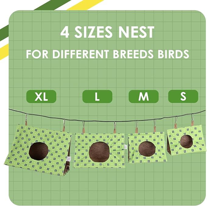 KAMA BRIDAL Bird Nest Hanging Hammock Summer House Cage Tent for Small Pets Parrot Parakeet Myna Pigeon Parakeet Lovebird Nest Perch Stand Swing