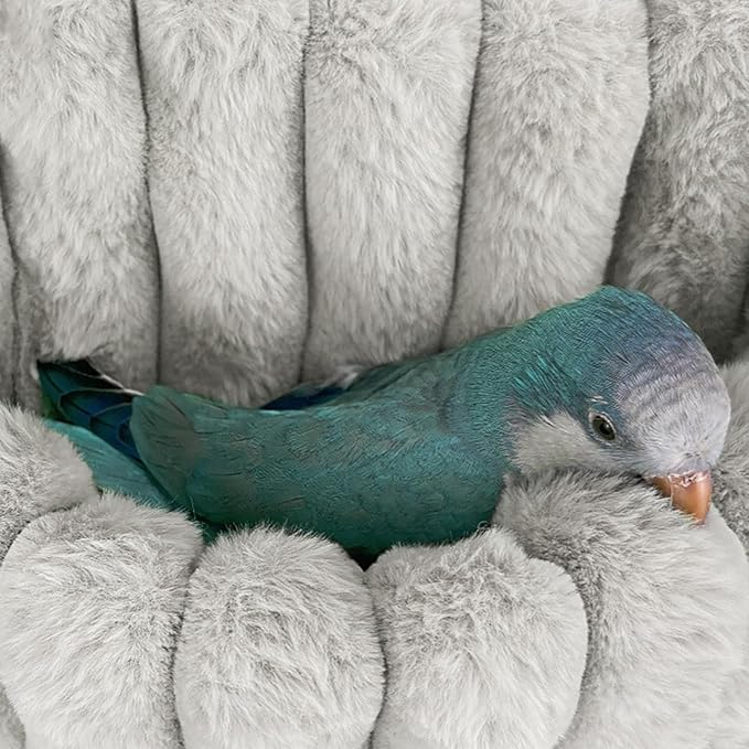Yanmucy Bird Nests for Cages Waterproof Plush Winter Bird Hammock Hanging Warm Parrot Bed Cozy Corner Parrot House Tent for Sleeping Playing (Blue, Medium)