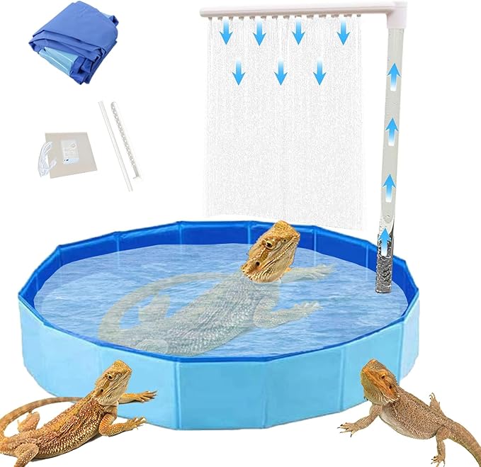 Large Electric Bearded Dragon Pool, Electric Bathtub for Bearded Dragons, Bearded Dragon Pool, Bearded Dragon Swimming Pool with Faucet, Bearded Dragon Accessories, Bath for Bearded Dragon