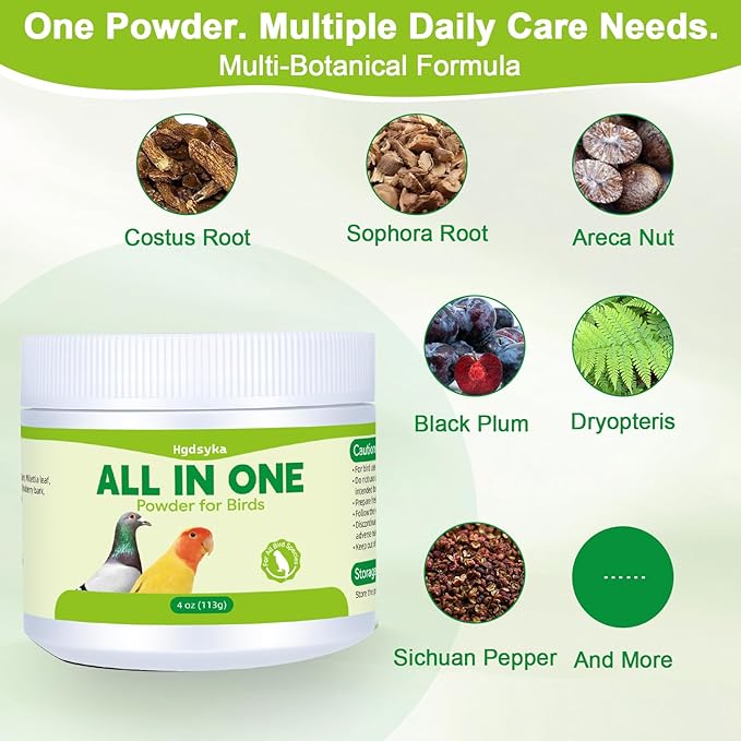 All in One Medicine Powder for Pigeon Parrots Canary Finches Parakeet Cockatiels Aviary Birds, Helps Maintain Digestive Balance Overall Vitality, Drinking Water Additive Wellness Support Powder