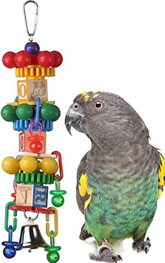 Super Bird Creations SB676 Spin Tower Bird Toy - Enrichment & Boredom Relief Toys for Amazons, African Greys, Parrots, Small Cockatoos, Mini Macaws - Textured Toy - Large Bird Size, 13" x 3" x 3"