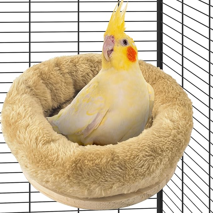 DBNESS Medium Bird Nest for Cage, Removable Plush Parrot Hammock Warm Resting Perch Platform for Budgies Cockatiel Conure Parakeet Hamster Washable Breeding Sleeping Lay Eggs Nesting
