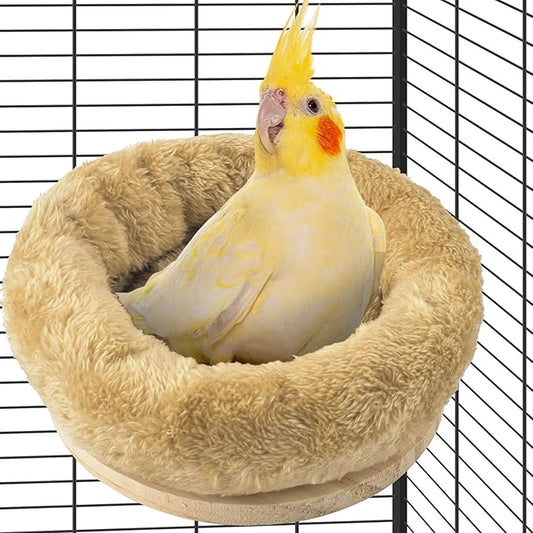 DBNESS Medium Bird Nest for Cage, Removable Plush Parrot Hammock Warm Resting Perch Platform for Budgies Cockatiel Conure Parakeet Hamster Washable Breeding Sleeping Lay Eggs Nesting