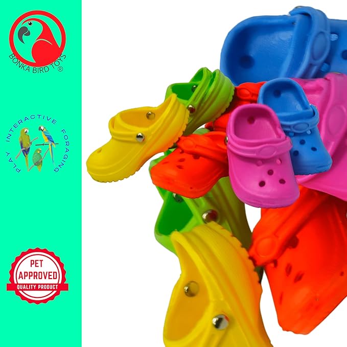 Bonka Bird Toys 2183 Pack of 6 Mini Sandals – Chewing Bird Toys for Budgies, Parakeets, Conures & Cockatiels – Small Bird Foraging & Enrichment Toys