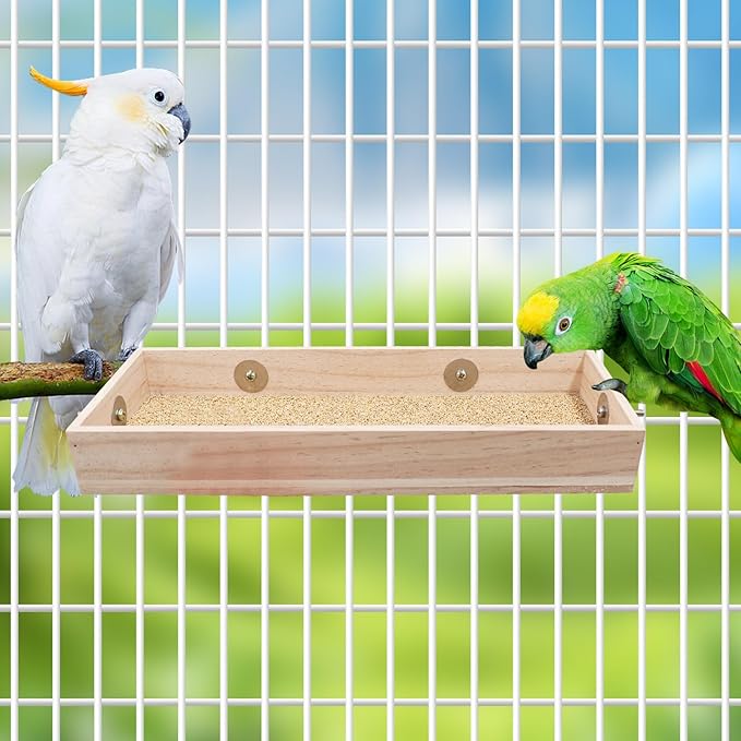 Bird Cage Accessories, Wooden Food Dish for Small to Medium Birds, Bird Feeder for Cage, Food Bowl for Budgie, Cockatiel, Lovebird, Conure, Parakeet, Canary, Kakariki