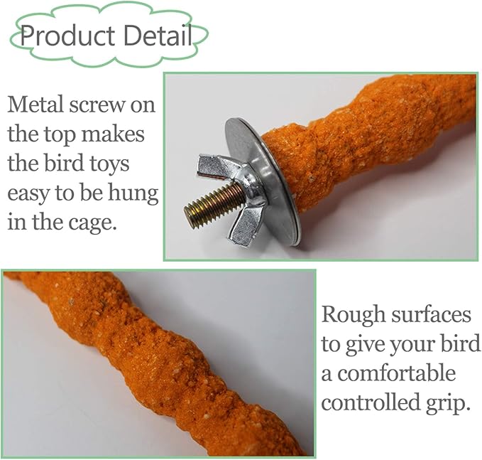 kathson 5 PCS Bird Perch Parrot Stand Cage Accessories Natural Wooden Stick Paw Grinding Rough-surfaced Chew Toy for Cockatiels,Cockatoo,Lorikeet,Conure,Parakeet (Random Color,6.29inch)