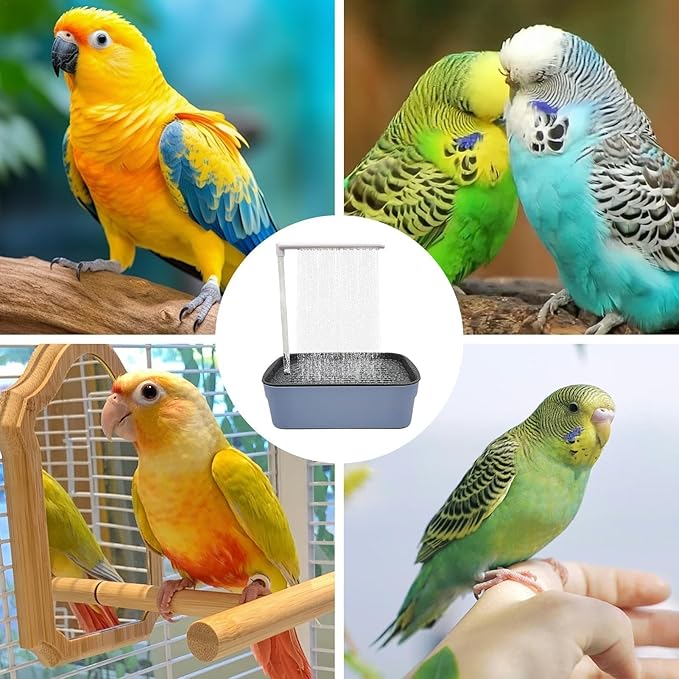 Bird Bath Shower Tub, Parrot Bathtub Bird Automatic Bath Shower, Water Cycle Parrot Circulating Shower, Automatic Parrot Bath Fountain, USB Electric Bird Bathtub with Shower, Pet Bird Bath (Dark)