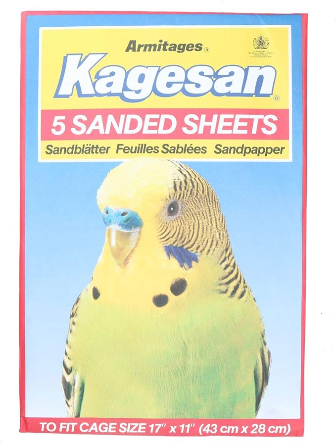 AB Tools 10 Sanded Sheets Sandpaper Cage Lining Budgies Caged Birds 28x43cm