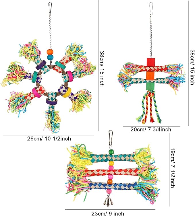 LifeIdeas 5PCS Bird Toys - Foraging, Shredding & Hanging Toys for Small to Medium Parrots, Conures, Cockatiels, Budgies, Lovebirds & Parrotlets - Bird Cage Accessories