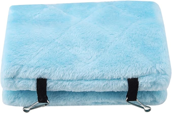 Plush Bird Hammock, Hanging Bird Nest Warm Soft Plush Hammock Hanging Cage Tent Winter Warm Bird Nest House for Birds Parrot Winter Warm Bed Pet Toy Pouch Cotton Bed (M-Blue)