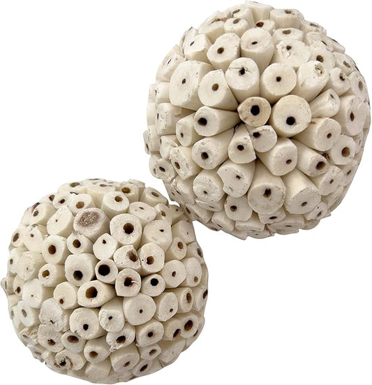 by M&M 5108 Mega 4 Inch Sola Ball Pk2 - Large Handmade Natural Sola Wood Bird Foot Toys, Shreddable Spheres, Great for Chewing Beaks and Grabbing Feet, Excellent for Med to Lg Birds
