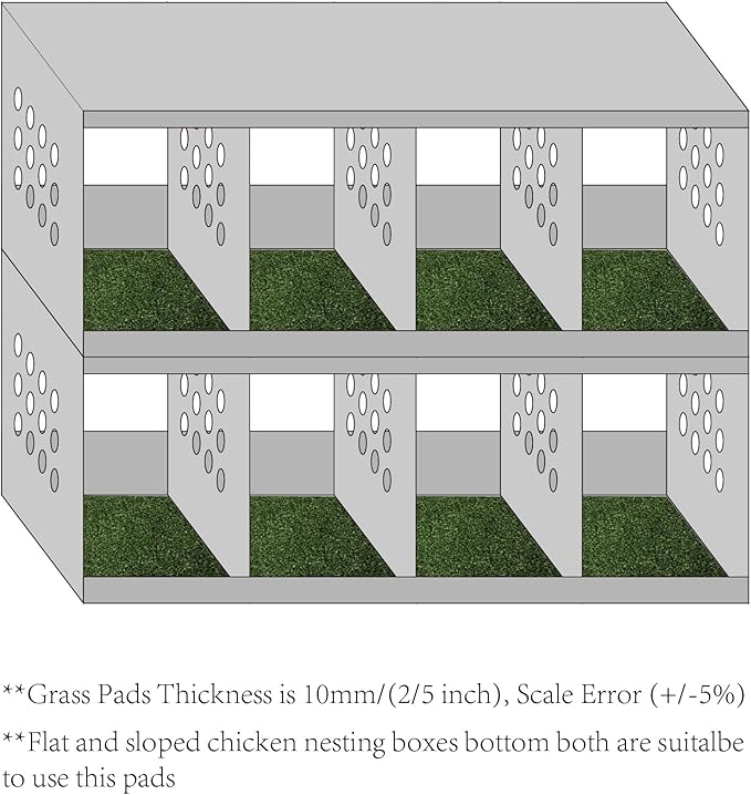 KuGuo Soft Plastic Fake Lawn Chicken Nesting Boxes Pads Chicken Bedding 12 x 12 inches (Soft Short Grass-6PCS)