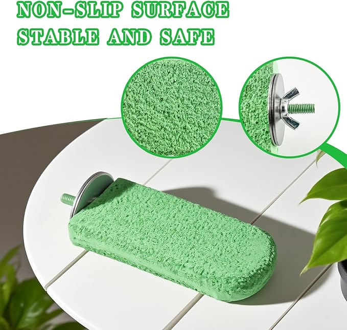 2PCS Bird Beak Grinding Stones, Parrot Perch, Non-Slip Claw Trimmer Chew Toys for Cockatiels, Budgies, Conures, Parakeets, and Other Small to Medium Parrots