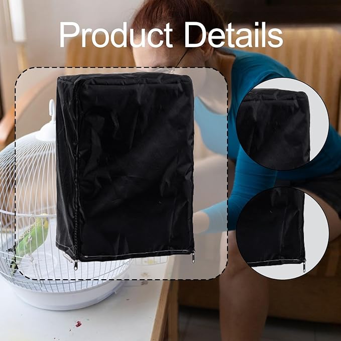 Gralara Bird Cage Cover Birdcage Cover, Washable Protection Blackout Cover, Waterproof & Windproof Square Cages Accessories for Parakeets Lovebirds Macaw, Style B (S)