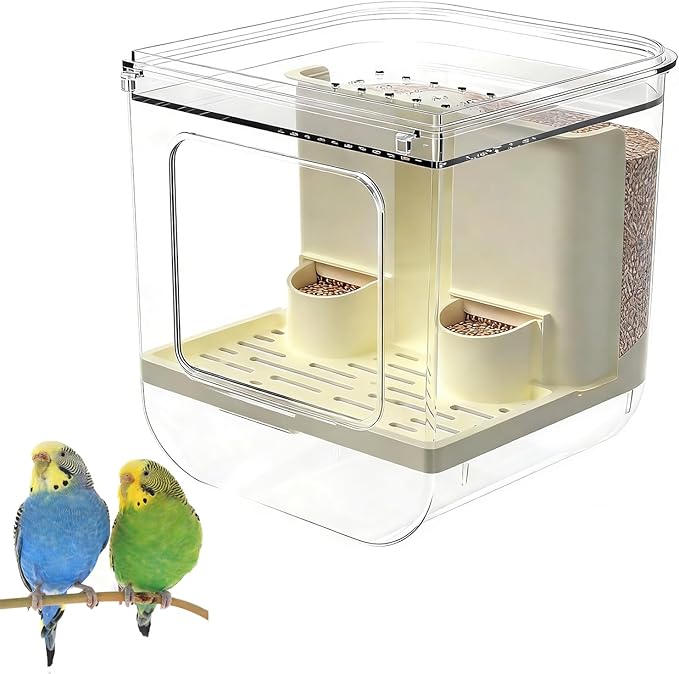 No Mess Bird Feeder for Cage, Hanging Bird Bath for Cage for Lovebirds, Finches, Parakeets, Budgies, and Other Small to Medium Birds