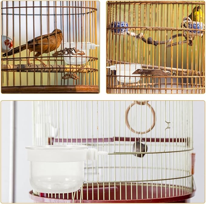 balacoo Small Bird Food and Water Bowl Detachable Acrylic Cage Feeder Cup for Parrots Cockatiels Convenient Hanging Bird Feeding Dish