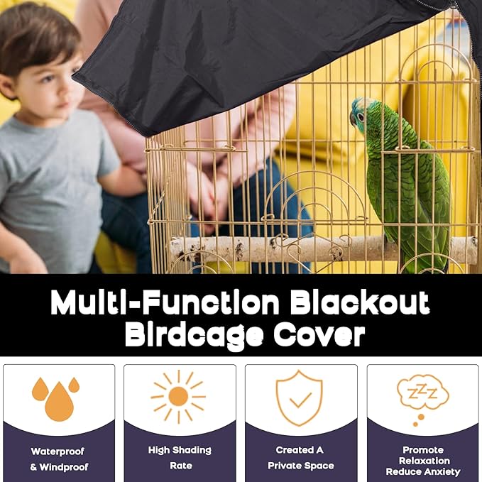QBLEEV Round Parrot Birdcage Cover Pet Universal Blackout Cage Cover Shade Windproof Light-Proof Sleep Reduces Distractions Night Accessories Cloth Without Cage