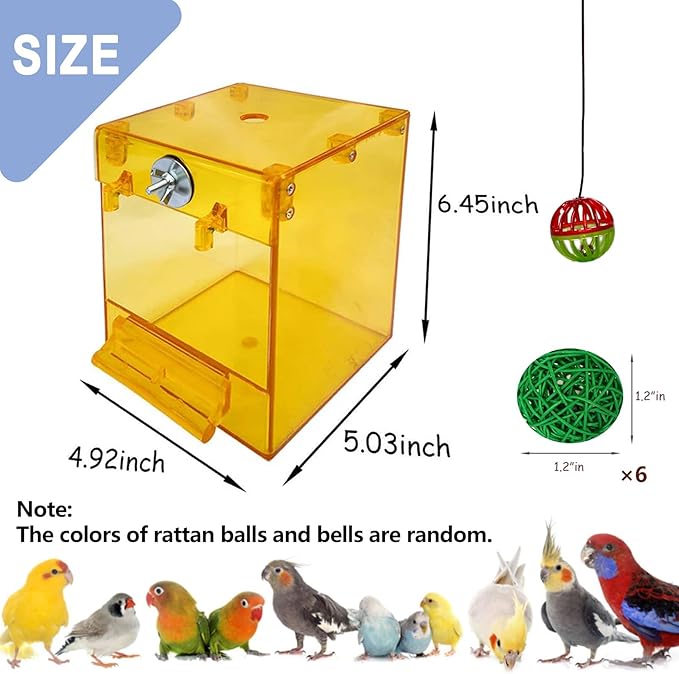 kathson Parrot Bath Box Hanging Bird Bathtub Tub Bath Acrylic No-Leakage Shower Box Bowl Cage Accessory for Small Pet Bird Parakeet Canary Cockatiels Budgies Lovebirds
