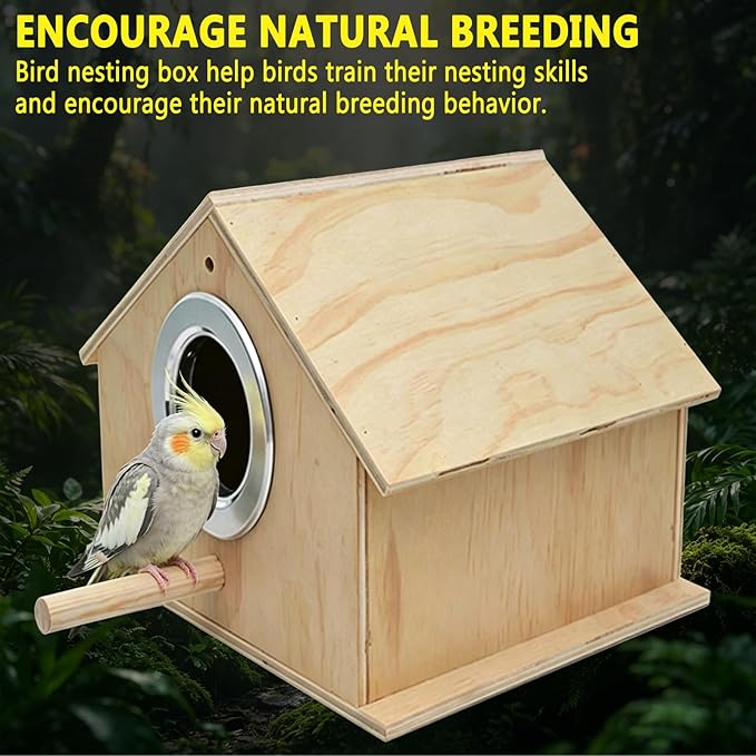 kathson Cockatiel Nesting Box,Bird Nest House,Parakeet Breeding Mating Hut,Parakeet Nesting Box for Budgie,Lovebirds,Conure,Canary,Finch and Small Medium Birds,XL