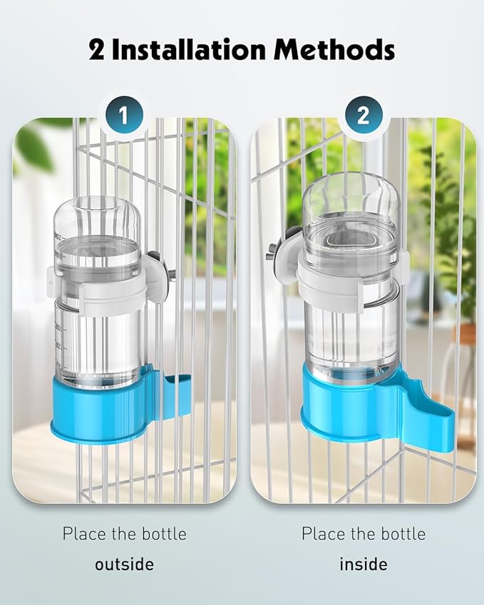 Pawfly 2 Pcs Bird Water Dispenser, Automatic Bird Water Feeder, Plastic Bird Cage Water Dispenser, White&Blue Parrot Waterer for Parakeet Cockatiel Budgie Lovebirds (Not Fit for Food Feeding)