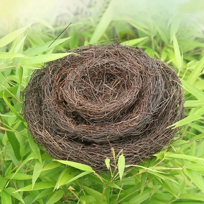 Artificial Birds Nest,4 Set Handmade Natural Easter Fake Birds Nest Rattan Bird Nests DIY Craft Tree Decoration Simulation Bird Nest for Wedding Home Garden Party Decor,6cm