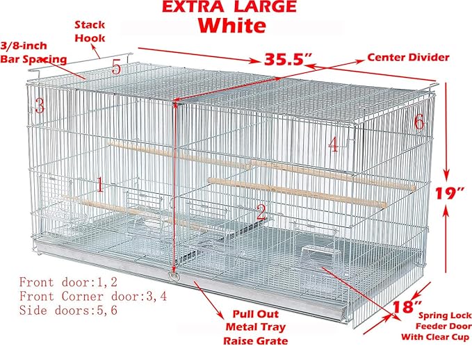 Combo: Extra Large Stack & Lock Breeder Bird Flight Cage Breeding Nest Box Door Removable Center Divider with Detachable Rolling Stand