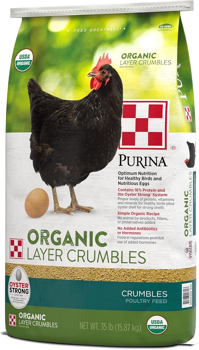 Purina | Nutritionally Complete Non-GMO Organic Layer Hen Feed Crumbles - Chicken Feed | 35 Pound (35 lb.) Bag