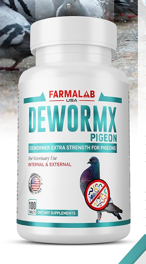 Farmalab Natural Dewormer Internal & External 100 Tabs Poultry - Vitamin for Poultry Rooster Hen Chicken Baby Chick Doves Pigeons and All Caged Birds (Pigeon Doves Squail)