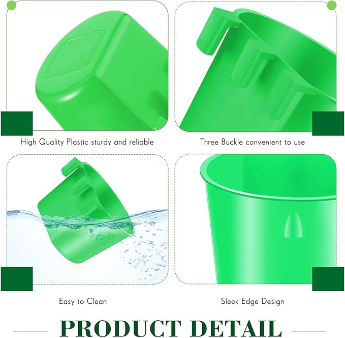 Sumind 60 Pcs Cage Cups Chicken Feeder Birds Hanging Feeders Seed Bowl 8 oz Plastic Water Bowl Hanging Chicken Gamefowl Waterer Feeding Watering Dish Coop Cups for Parrot Parakeet Poultry(Green)