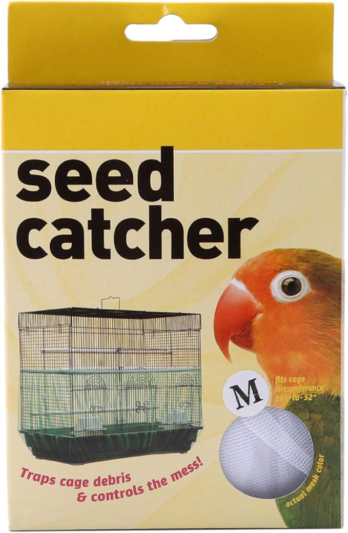 Elastic mesh Bird cage Cover dust-Proof Bird cage Skirt Round Bird cage Accessories,M White