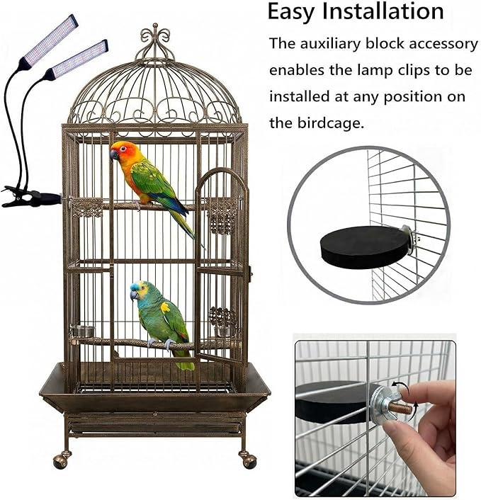 Bird Health Cage Supplementary Light with Full-Spectrum LED Pet Light, Intelligently Timing to Help Synthesize Vitamin D3 and Promote Calcium Absorption