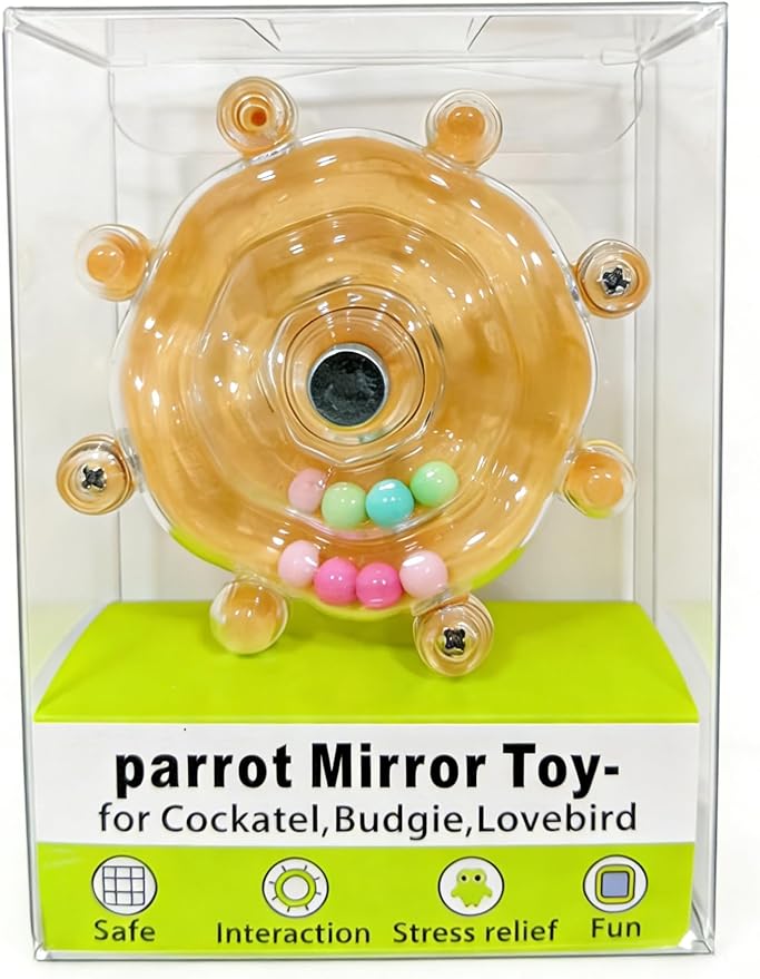 Budgie Toys, Interactive Bird Toys for Parakeet, Cockatiel, Lovebird, Quaker Parrot & Conures, Fun Educational Training Bird Toy (Yellow)