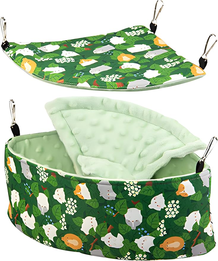 All Season Bird Nest Bed, Small Animal Hammock,Hanging Bird House,Snuggle Hut for Parakeets Budgies Caique Conures Cockatiels Rats Rabbits (Green, M)