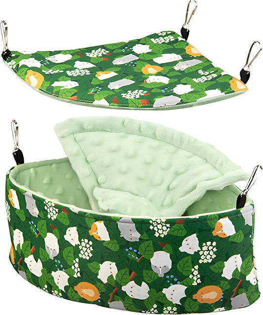 All Season Bird Nest Bed, Small Animal Hammock,Hanging Bird House,Snuggle Hut for Parakeets Budgies Caique Conures Cockatiels Rats Rabbits (Green, M)