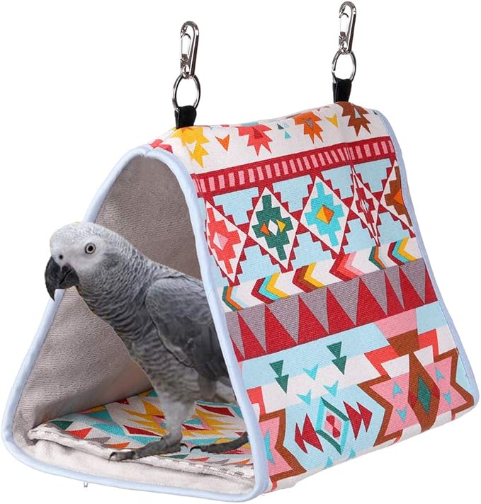 Bird Nest Snuggle Hut,Parrot Habitat Cave Hanging Tent for Small Medium Parrots Budgies Eclectus Parakeet Cockatiels Lovebird African Grey (Pink Ethnic, M)