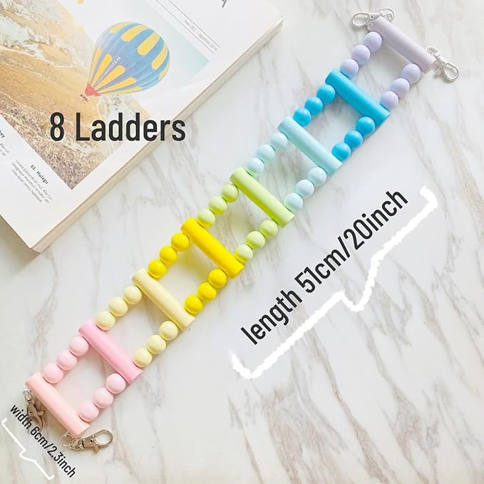 Bird Ladders Swing Chewing Toys Hanging Pet Bird Cage Accessories Hammock Swing Toy for Small Parakeets Cockatiels, Lovebirds, Conures, Macaws, Finches (Medium: 8 Ladders)