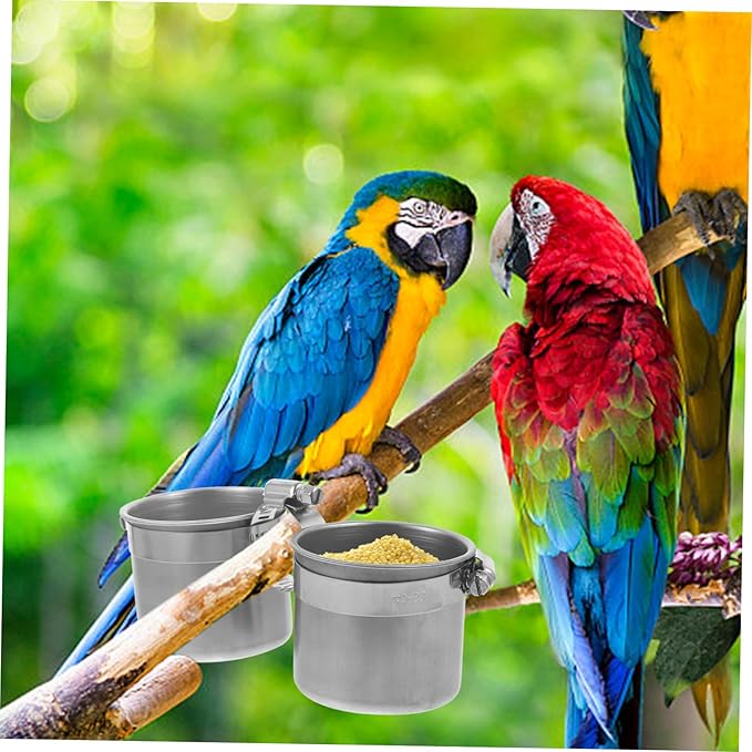 GANAZONO Parrot Standing Pole Feeder Pet Parrot Feeding Container Steel Construction Easy Install