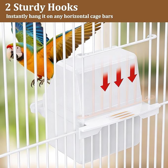 2 PCS Bird Cage Feeder, White No Mess Bird Feeder Cage, Comederos para Pajaritos De Jaula for Cages,Small Pets,Birds and Parakeets
