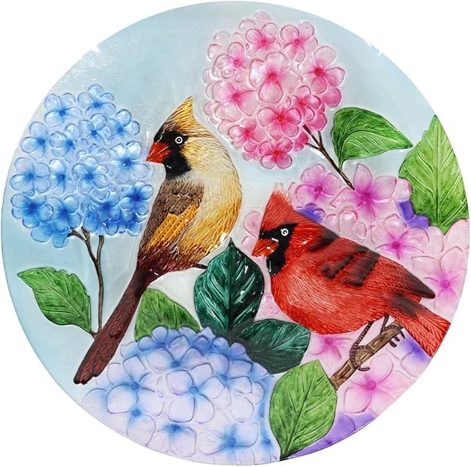 Briarwood Lane Perched Cardinals Glass Birdbath