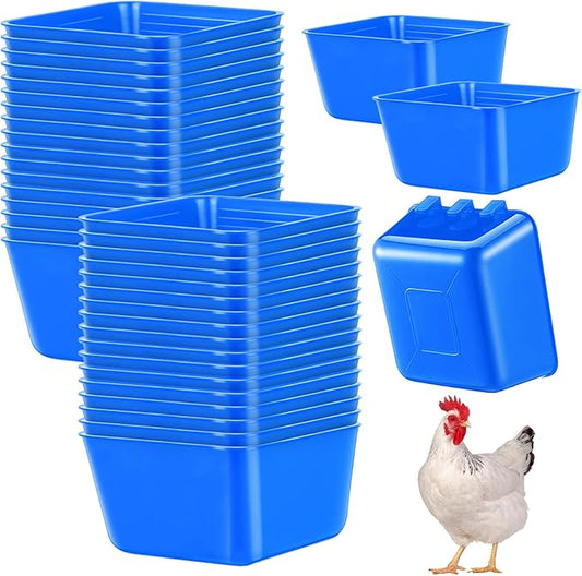 Maxdot 20 Pcs Chicken Water Feeder Cups 16 oz Pigeon Bird Feeder Cups Hanging Cage Chicken Water Cup for Pet Parrot Rooster Parakeet Bunny Gamefowl Poultry Wire Hutch(Blue)