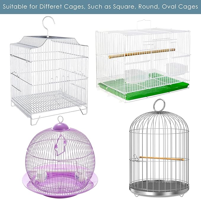 Fit Fly Bird Cage Seed Catcher Mesh Pocket Style Skirt Seed Guard Round Angled SheerCage Girth 55" -70"