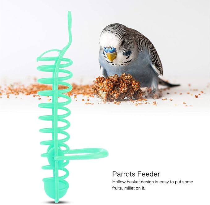 Bird Food Holder,Plastic Feeder Basket for Birds Spray for Birds Feeder, for Budgerigars Parrots Birds Bird Breeders(Green)