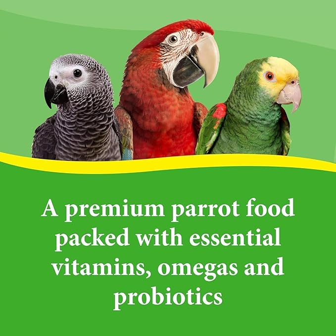 Pet Products Premium Parrot Bird Food Seeds with Probiotics, Natural Dry Bird Food Mix for Parrots, Macaws, Cockatoos, African Greys, and Conures, 8 lb Bag