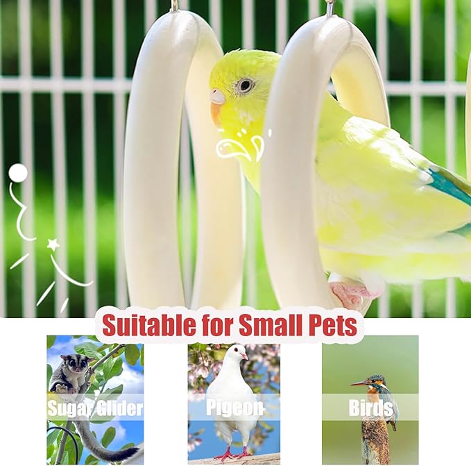 Bird Swing Rings for Cage,Hanging Bird Toys Natural Wooden,Bird Perch Climbing Toys,Parrot Perch Stand for Conure,Budgie,Cockatiel,Lovebird,Canary,Finch,Hamster,Small Pets Accessories,4-Ring (Ring)