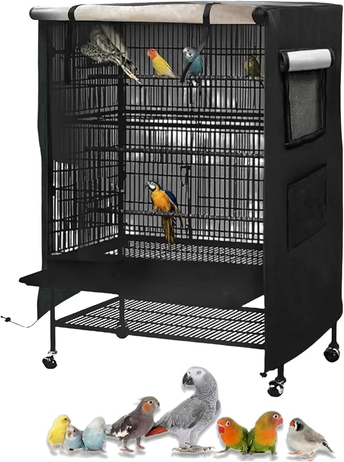 Bird Cage Cover Good Night for Medium Cage with Zipper, Bird Universal Pet Cover Good Night for Cats, Mink, Totoro, Parakeet, Parrot and Small Animals, Medium (20" L x 15" W x 39" H)