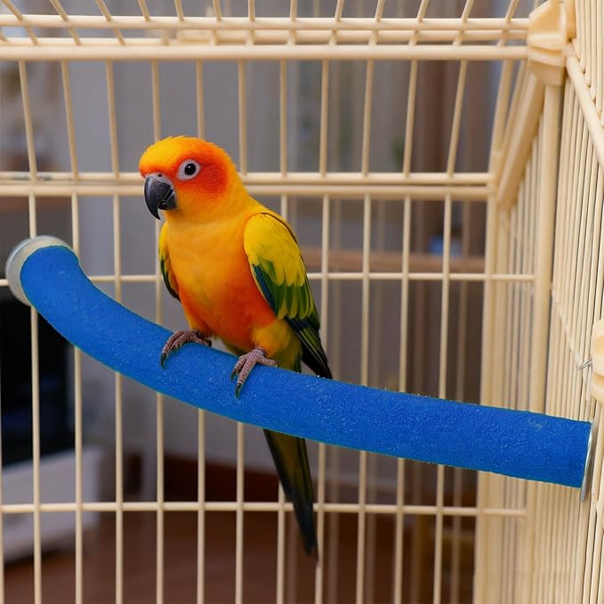 Rypet Parrot Perch Stand Toy Used for Cage Corner for Paw Grinding Clean Stick Exercise, Rough-Surfaced Quartz Bird Perch Standing Cage Accessorie for for Small Parakeets Cockatiel Conures (Blue S)