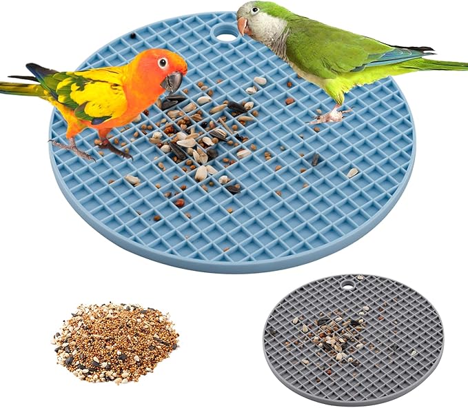 2pcs Bird Foraging Puzzle Toy, Silicone Bird Slow Feeder Mats, Parrot Cage Accessories, Foraging Toys Fit for Parakeet, Cockatiel, African Grey, Conure, Budgie
